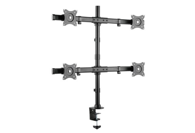 RICOO Multi Monitor Bildschirm 4 Monitore Tischhalterung TS8411 Monitor-Halterung, (bis 26 Zoll, VESA 75x75 und 100x100, 8 kg Belastbarkeit, von 33-66 cm (13"-26) Bildschirm-Diagonale, neigbar +45°/-45°, schwenkbar +/-15°, an der Stange höhenverstellbar) von RICOO