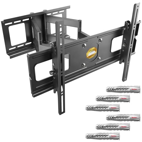 RICOO TV Wandhalterung für 40-75 Zoll Fernseher Halterung Fernsehhalterung für Wand mit Fischer-Dübel R06-F Smart Curved Schwenkarm Schwenkbar Neigbar Fernseh-Arm bis 95 Kg & VESA 600 (400) x 400 mm von RICOO