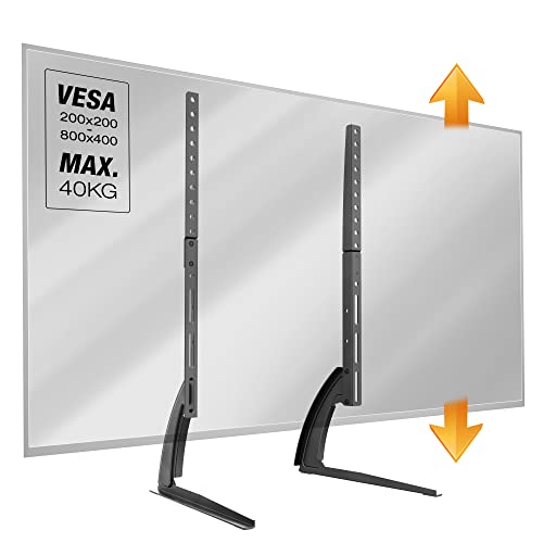 RICOO Universale TV Standfuss, TV Ständer Höhenverstellbar, FS502 TV Stand Fernseher für 30-65 Zoll bis 40 kg, max. VESA 800x400, Stabiler Stahl, Schwarz von RICOO