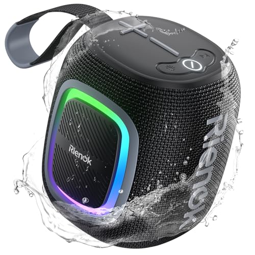 RIENOK Bluetooth Lautsprecher Klein mit Licht FM Radio Bluetooth 5.3 Musikbox Kabellos Bass Box mit 15 Stunden Spielzeit Stereo Tragbar Wasserdicht TF Karte USB Stick Schwarz RIENOK Bluetooth Lautsprecher Klein mit Licht FM Radio Bluetooth 5.3 Musikbox Kabellos Bass Box mit 15 Stunden Spielzeit Stereo Tragbar Wasserdicht TF Karte USB Stick Schwarz von RIENOK