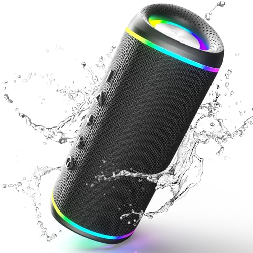 RIENOK Bluetooth Lautsprecher Musikbox 5.3 mit RGB Licht Tragbarer Musik Box IPX5 Wasserdicht 15W Speaker Bluetooth Boxen 10 Std. Laufzeit (15W) von RIENOK