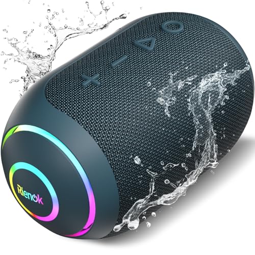 RIENOK Bluetooth Lautsprecher Musikbox mit LED-Licht Bluetooth 5.3 Klein Tragbar Stereo Kabellos Box Anti-Rutsch Funktion Wasserdicht IPX7 TF Karte Bluetooth Box Blau RIENOK Bluetooth Lautsprecher Musikbox mit LED-Licht Bluetooth 5.3 Klein Tragbar Stereo Kabellos Box Anti-Rutsch Funktion Wasserdicht IPX7 TF Karte Bluetooth Box Blau von RIENOK