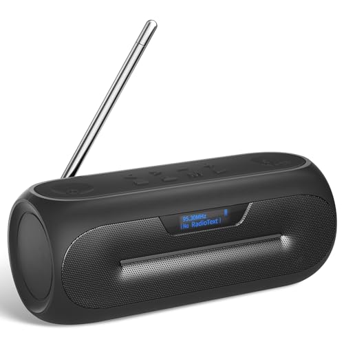 RIENOK Bluetooth Lautsprecher Tragbarer Musikbox DAB+ FM Radio Box Favoritenspeicher 12h Akku mit 2,000 mAh AUX-in Typ-C ladekabel Schwarz von RIENOK