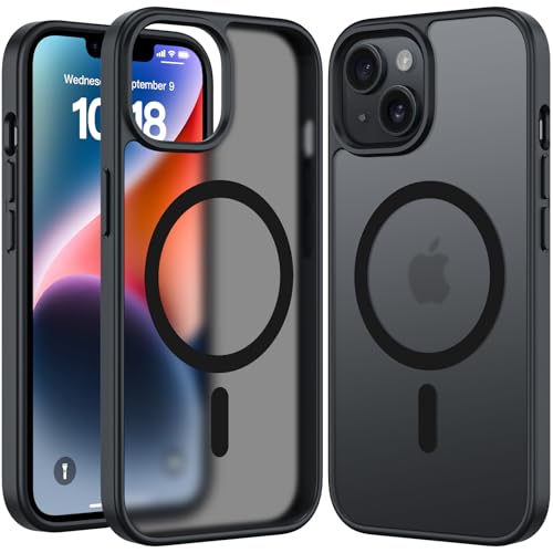 RIERBUBU Design für iPhone 13 / iPhone 14, magnetische Hülle, kompatibel mit MagSafe, durchscheinend, matt, dünn, harte Schutzhülle, kratzfest, stoßfest, Anti-Fingerabdruck, Schwarz RIERBUBU Design für iPhone 13 / iPhone 14, magnetische Hülle, kompatibel mit MagSafe, durchscheinend, matt, dünn, harte Schutzhülle, kratzfest, stoßfest, Anti-Fingerabdruck, Schwarz von RIERBUBU