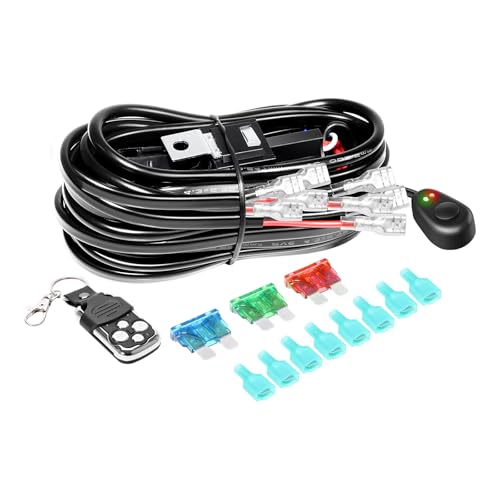 RIGIDON Kabelbaum Kabelsatz Relais Adapter für KFZ Scheinwerfer Arbeitsscheinwerfer Tagfahrleuchten Lichtleisten DC 12V/40A 16AWG, On-Off-Strobe-Fernbedienungsschalter (Modell B für 4 Lampe) von RIGIDON