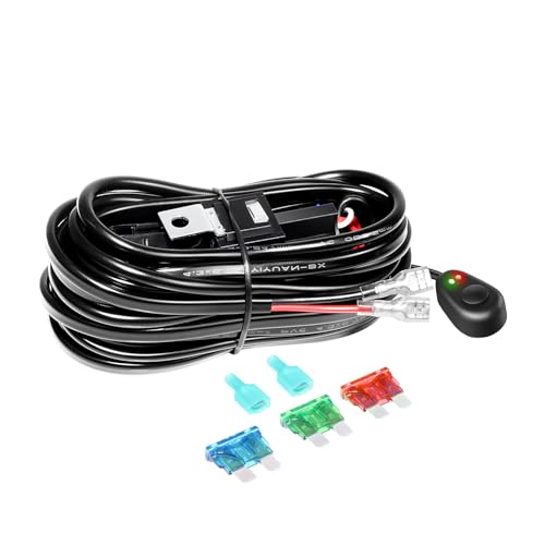 RIGIDON Kabelbaum Kabelsatz Relais Adapter für KFZ Scheinwerfer Arbeitsscheinwerfer Tagfahrleuchten Lichtleisten DC 12V/40A 16AWG (Modell A für 1 Lampe) von RIGIDON