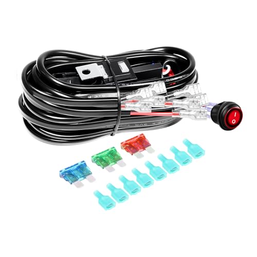 RIGIDON Kabelbaum Kabelsatz Relais Adapter für KFZ Scheinwerfer Arbeitsscheinwerfer Tagfahrleuchten Lichtleisten DC 12V/40A 16AWG (Modell C für 4 Lampe) von RIGIDON