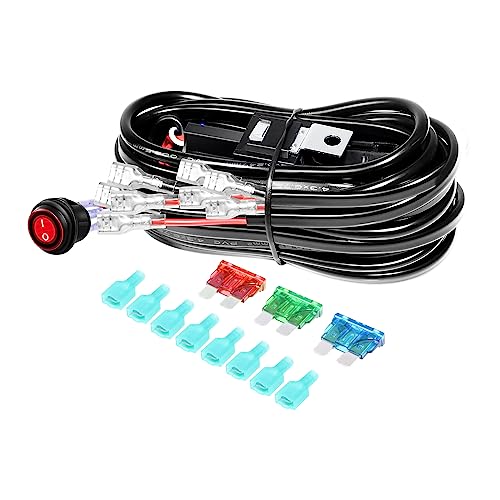 RIGIDON Kabelbaum Kabelsatz Relais Adapter für KFZ Scheinwerfer Arbeitsscheinwerfer Tagfahrleuchten Lichtleisten DC 12V/40A 18AWG (Modell C für 4 Lampe) von RIGIDON
