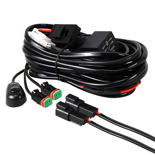 RIGIDON Wasserdicht Kabelbaum Kabelsatz Relais Adapter für KFZ Scheinwerfer Arbeitsscheinwerfer Tagfahrleuchten Lichtleisten DC 12V/40A 16AWG, (Modell D für 2 Lampe) von RIGIDON