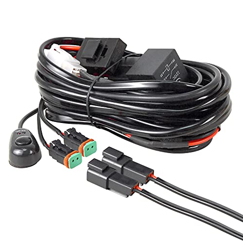 RIGIDON Wasserdicht Kabelbaum Kabelsatz Relais Adapter für KFZ Scheinwerfer Arbeitsscheinwerfer Tagfahrleuchten Lichtleisten DC 12V/40A 18AWG, (Modell E für 2 Lampe) von RIGIDON