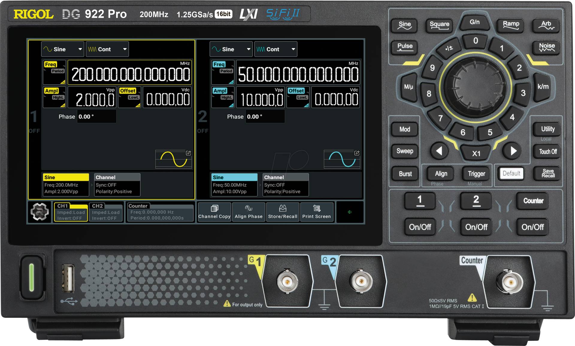 RIGOL DG922-PRO - Funktionsgenerator, Arbiträr, 200 MHz, 2-Kanal von RIGOL