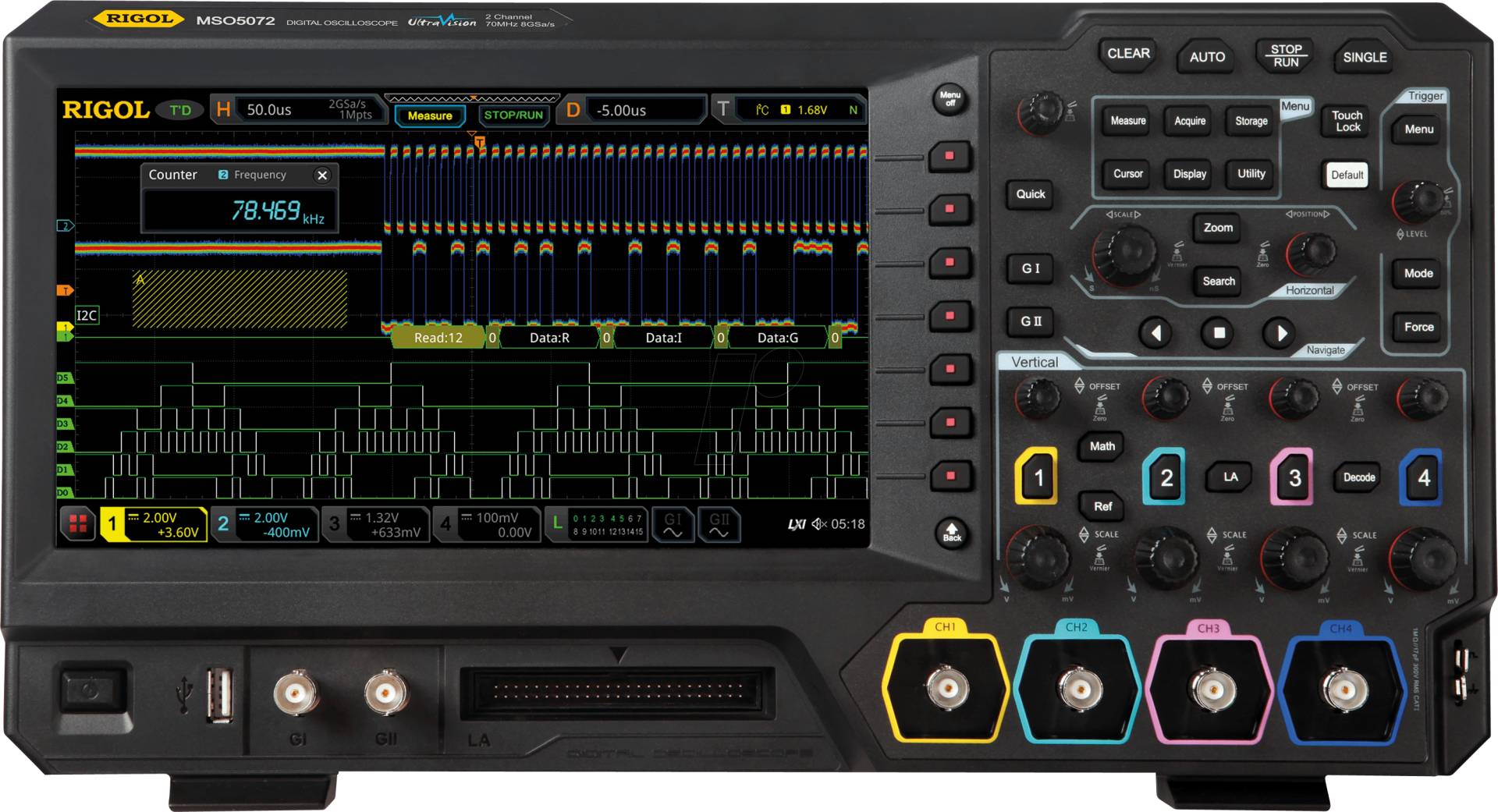 RIGOL MSO5072 - Mixed-Signal-Oszilloskop MSO5072, 70 MHz, 2 Kanäle von RIGOL