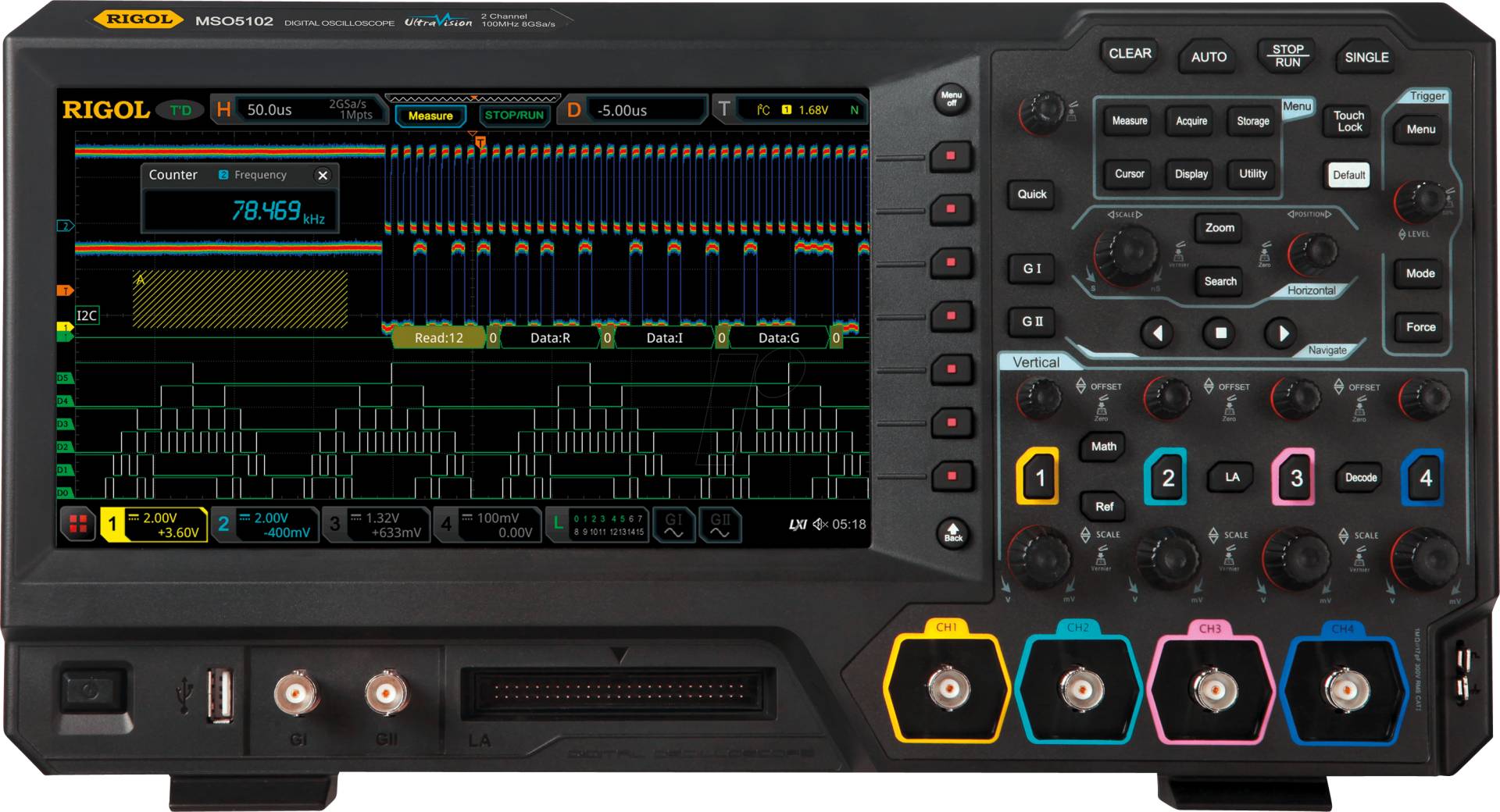 RIGOL MSO5102 - Mixed-Signal-Oszilloskop MSO5102, 100 MHz, 2 Kanäle von RIGOL