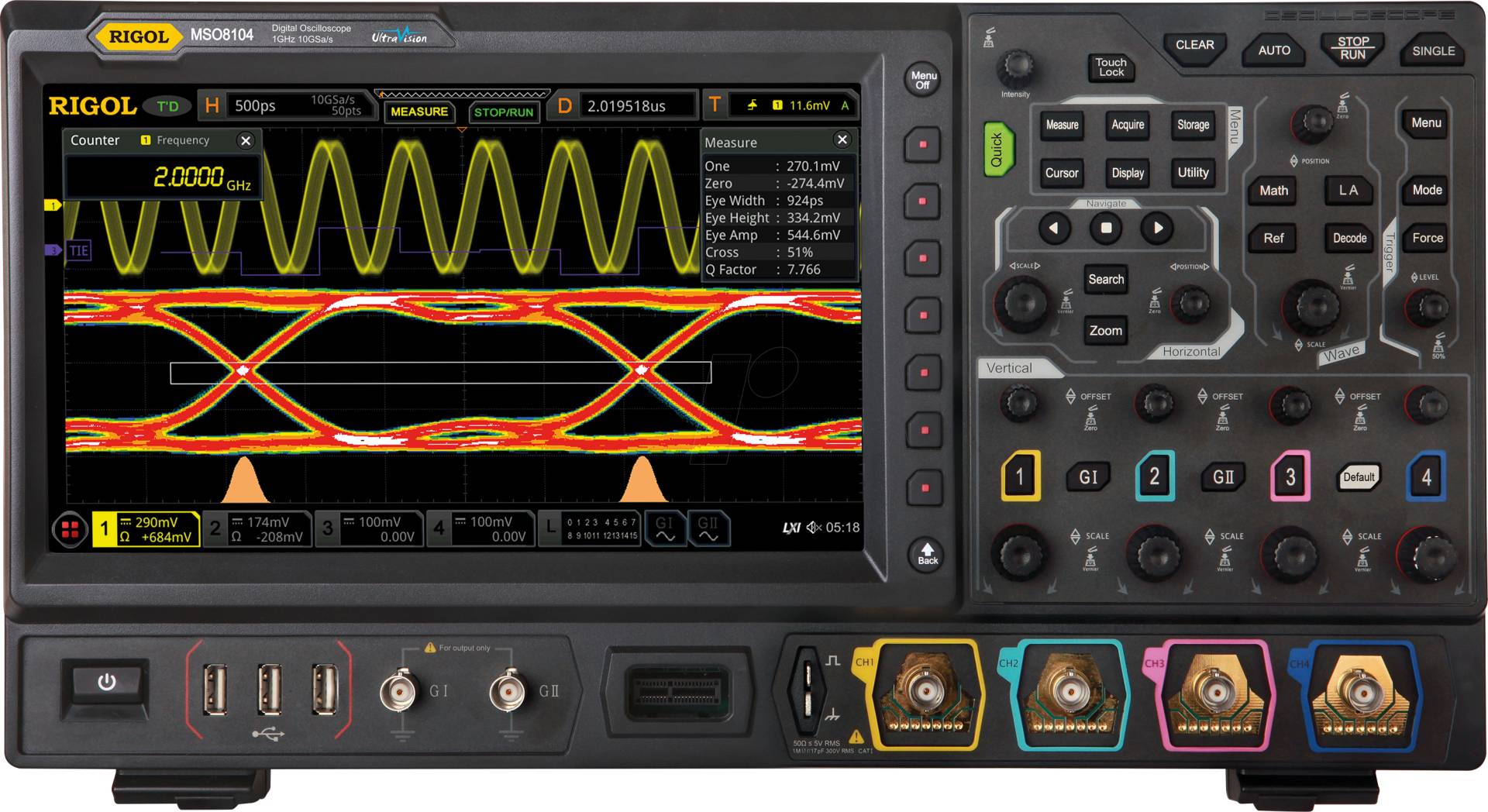 RIGOL MSO8104 - Mixed-Signal-Oszilloskop MSO8104, 1 GHz, 4 Kanäle von RIGOL