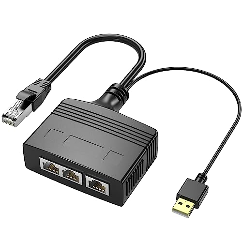 RIIEYOCA 1 auf 3 RJ45 Ethernet Splitter Adapter,8 Core 100Mbps High Speed LAN Netzwerk Splitter Adapter für Cat5, Cat5e, Cat6, Cat7,Cat8 (Stecker) von RIIEYOCA