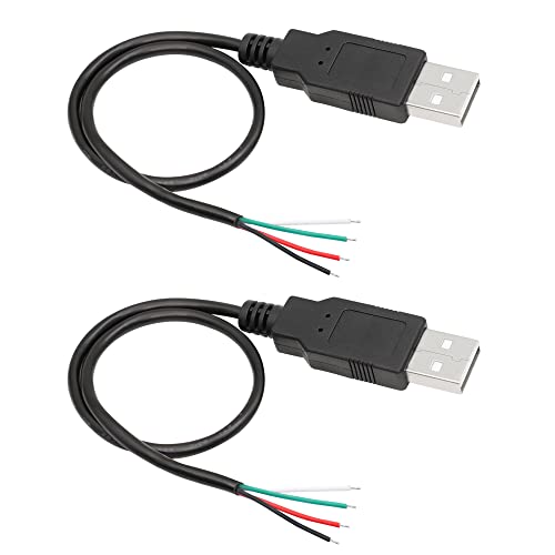 RIIEYOCA 2 Pack USB 2.0 Stecker 4pin blanken Draht, USB Strom Datenkabel DIY Pigtail Kabel für USB-Geräte installiert oder DIY ersetzen Reparatur von RIIEYOCA