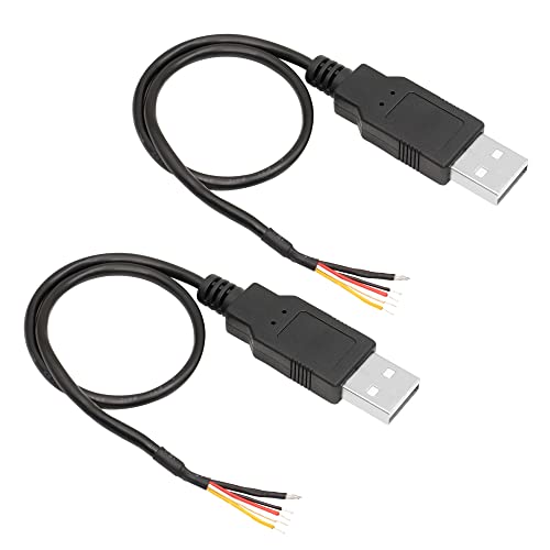 RIIEYOCA 2 Stück USB 2.0-Stecker 5-poliger blanker Draht, USB-Stromdatenkabel, DIY-Pigtail-Kabel für installierte USB-Geräte oder DIY-Reparatur von RIIEYOCA