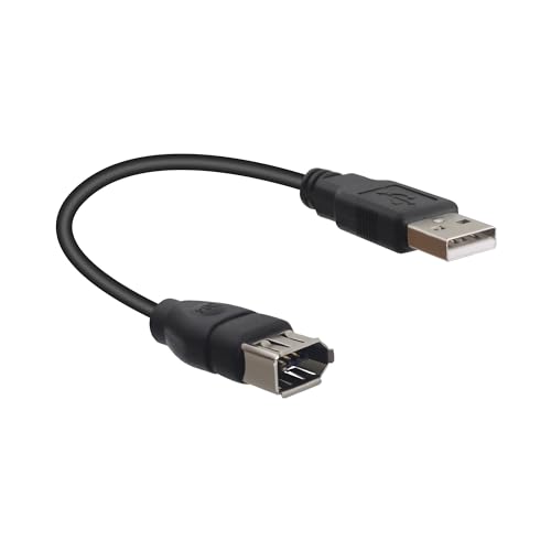 RIIEYOCA 20cm USB 2.0 Typ A Stecker auf IEEE 1394 Firewire 6Pin Buchse Datenkonverterkabel für Digitalkamera, Camcorder, Laptop, DV, Schwarz von RIIEYOCA