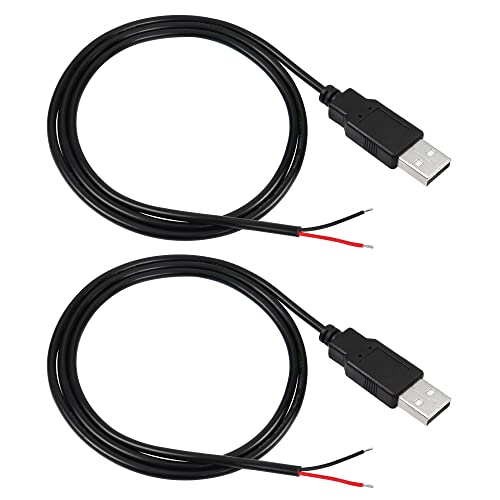 RIIEYOCA 2Pcs USB 2.0 Stecker 2pin Bare Wire, USB Power Data Cable DIY Pigtail Kabel für USB-Geräte installiert oder DIY ersetzen Reparatur (1M) von RIIEYOCA