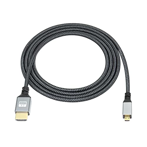 RIIEYOCA 4K Micro HDMI auf HDMI Kabel, Micro HDMI Stecker auf HDMI Stecker Nylon geflochtenes Kabel, unterstützt 4K UHD, 1080p, 720p, 3D, für Laptop, Projektor, TV, Monitor (2m/6.56ft) von RIIEYOCA