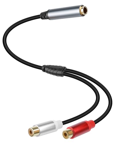 RIIEYOCA Klinke auf Cinch Audio Kabel, 6,35mm Klinke Buchse auf 2 RCA Buchse Y Splitter für Mischpulte, Verstärker, AV-Receiver (0,3m/1ft) von RIIEYOCA