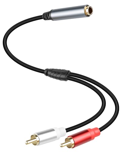 RIIEYOCA Klinke auf Cinch Audio Kabel, 6,35mm Klinke Buchse auf 2 RCA Stecker Y Splitter für Mischpulte, Verstärker, AV-Receiver (0,3m/1ft) von RIIEYOCA