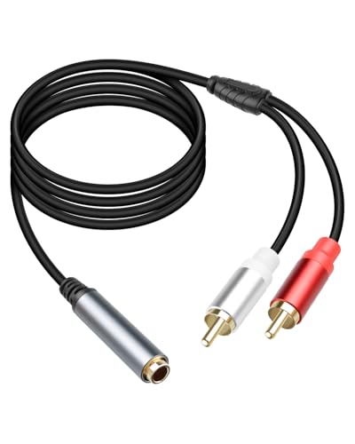 RIIEYOCA Klinke auf Cinch Audio Kabel, 6,35mm Klinke Buchse auf 2 RCA Stecker Y Splitter für Mischpulte, Verstärker, AV-Receiver (1,8m/5,9ft) von RIIEYOCA