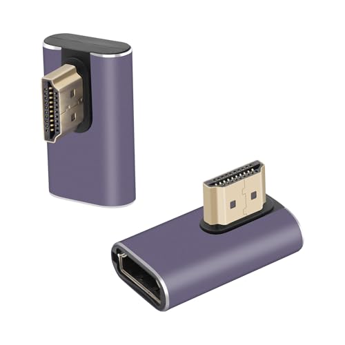 RIIEYOCA 90 Grad rechtwinklig 8K HDMI Stecker zu Buchse Adapter, 48Gbps HDMI 2,1UHD Stecker 3D Extender, unterstützt 8K@60Hz 4K@120Hz Kompatibel mit HDTVs, HDRs, ARCs Laptops, Roku TV (2PCS) von RIIEYOCA