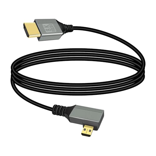 RIIEYOCA 8K Micro HDMI auf HDMI Adapter Kabel,90 Grad rechter Winkel Micro HDMI Stecker auf HDMI Stecker 8K@60Hz 4K@120Hz 48Gbps High Speed HDMI 2.1 Kabel,Kompatibel mit Laptop,TV(1M) von RIIEYOCA