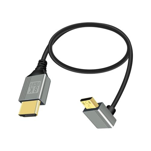 RIIEYOCA 8K Mini HDMI auf HDMI Adapter Kabel, 90 Grad nach oben gewinkelt Mini HDMI Stecker auf HDMI Stecker 8K@60Hz 4K@120Hz 48Gbps High Speed HDMI 2.1 Verbindungskabel(0.5M) von RIIEYOCA