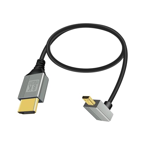 RIIEYOCA 8K Micro HDMI auf HDMI Adapter Kabel, 90 Grad nach oben gewinkelt Micro HDMI Stecker auf HDMI Stecker 8K@60Hz 4K@120Hz 18Gbps High-Speed HDMI 2.1 Anschlusskabel für Laptop, TV (50cm) von RIIEYOCA