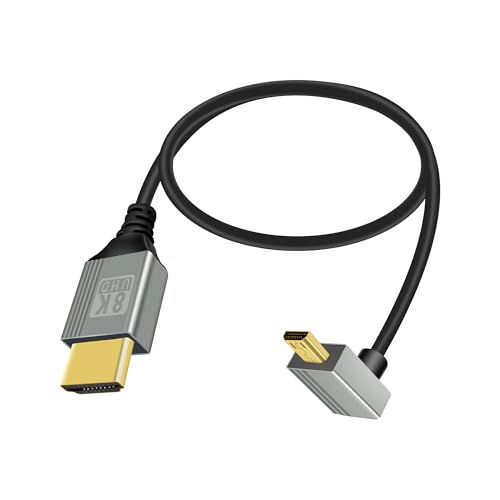 RIIEYOCA 8K Micro HDMI auf HDMI Adapter Kabel, 90 Grad nach oben gewinkelt Micro HDMI Stecker auf HDMI Stecker 8K@60Hz 4K@120Hz 48Gbps High-Speed HDMI 2.1 Anschlusskabel für Laptop, TV (0.5M) von RIIEYOCA