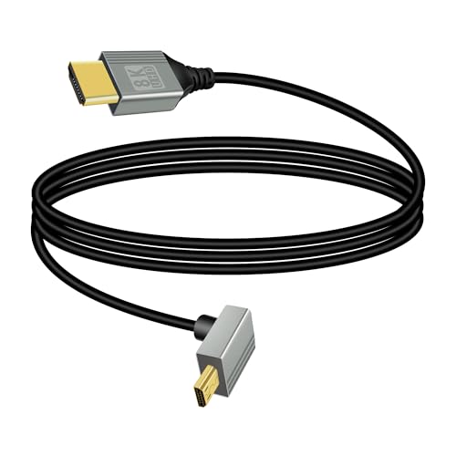 RIIEYOCA 8K Micro HDMI auf HDMI Adapter Kabel, 90 Grad nach oben gewinkelt Micro HDMI Stecker auf HDMI Stecker 8K@60Hz 4K@120Hz 48Gbps High-Speed HDMI 2.1 Anschlusskabel für Laptop, TV (1M) von RIIEYOCA