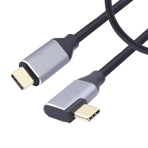 RIIEYOCA 90 Grad 100W USB C Stecker auf USB C Stecker 3.1Gen2, 100W Schnellladung und 10Gbps Datenübertragung und 4K HD Projektion, Nylon geflochtenes Kabel (0.5M) von RIIEYOCA