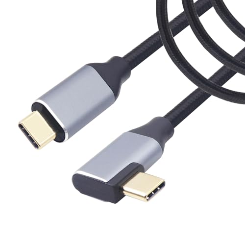 RIIEYOCA 90 Grad 100W USB C Stecker auf USB C Stecker 3.1Gen2, 100W Schnellladung und 10Gbps Datenübertragung und 4K HD Projektion, Nylon geflochtenes Kabel (1.5M) von RIIEYOCA