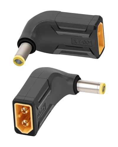 RIIEYOCA 90 Grad XT60 auf DC5525 Adapter, mittlerer Winkel XT60 Stecker auf Stecker DC5525 Stecker ohne Kabeladapter für RC Auto, FPV Drohne, LiPo Akku, Laptop Netzteile, etc (2PCS) von RIIEYOCA