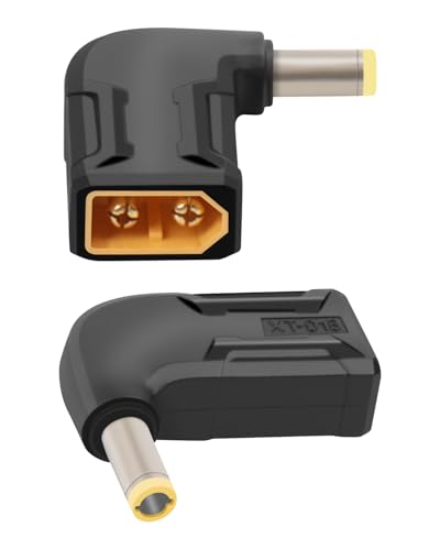 RIIEYOCA 90 Grad XT60 auf DC5525 Adapter, rechtwinkliger XT60 Stecker auf Stecker DC5525 Stecker ohne Kabeladapter für RC Auto, FPV Drohne, LiPo Akku, Laptop Netzteile, etc (2PCS) von RIIEYOCA