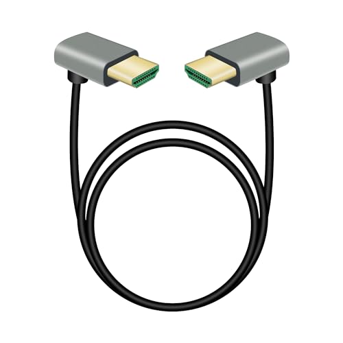 RIIEYOCA 90 Grad abwärts gewinkelter HDMI-Stecker auf 90 Grad abwärts gewinkelter HDMI-Stecker, 18Gbps High Speed 2.1 Verlängerungsspulenkabel unterstützt 8K@60Hz, ARC, 3D für DVR, HDTV（1M） von RIIEYOCA