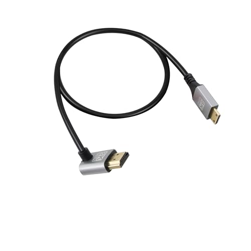 RIIEYOCA 90 Grad abwärts gewinkeltes UHD 8K HDMI Stecker auf Mini HDMI Stecker 18Gbps High Speed 2.1 Extended Kabel unterstützt 8K@60Hz, 1080p, ARC, 3D, für DVR, HDTV (Down Angle, 0.5M) von RIIEYOCA