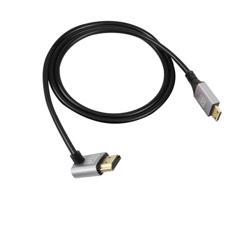 RIIEYOCA 90 Grad abwärts gewinkeltes UHD 8K Mini HDMI Stecker auf HDMI Stecker 48Gbps High Speed 2.1 Kabel unterstützt 8k@60Hz, 1080p, ARC, 3D, für DVR, HDTV, (abwärts gewinkelt, 1M) von RIIEYOCA