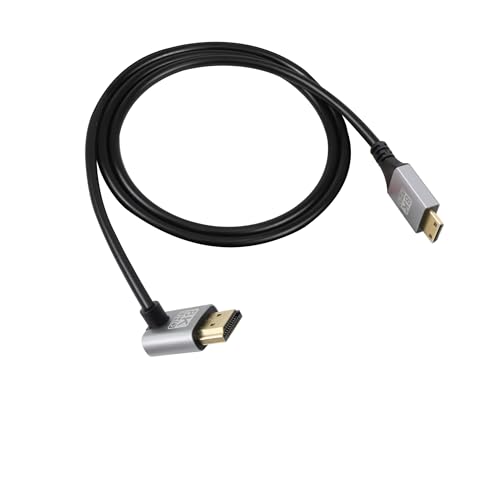 RIIEYOCA 90 Grad abwärts gewinkeltes UHD 8K HDMI Stecker auf Mini HDMI Stecker 18Gbps High Speed 2.1 Extended Kabel unterstützt 8K@60Hz, 1080p, ARC, 3D, für DVR, HDTV (Down Angle, 1M) von RIIEYOCA