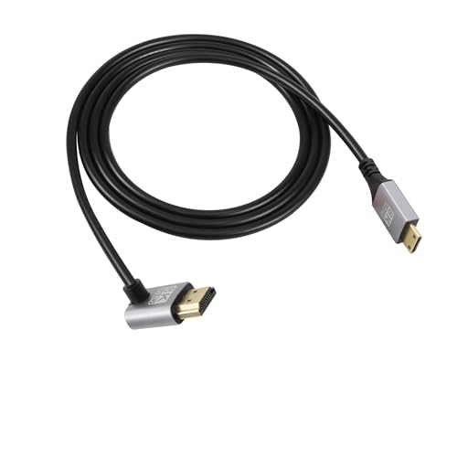 RIIEYOCA 90 Grad abwärts gewinkeltes UHD 8K HDMI Stecker auf Mini HDMI Stecker 18Gbps High Speed 2.1 Extended Kabel unterstützt 8K@60Hz, 1080p, ARC, 3D, für DVR, HDTV (Down Angle, 2M) von RIIEYOCA