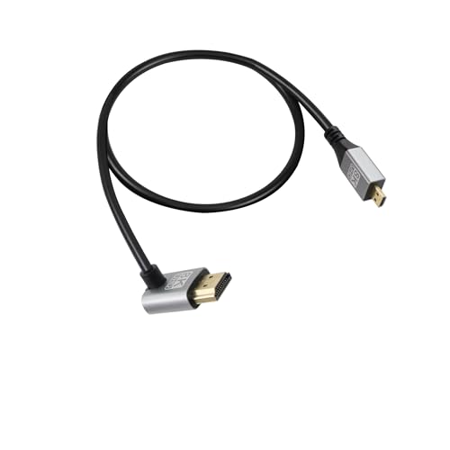 RIIEYOCA 90 Grad abwärts gewinkeltes UHD 8K HDMI Stecker zu Micro HDMI Stecker 18Gbps High Speed 2.1 Extended Kabel Unterstützt 8k@60Hz, 1080p, ARC, 3D, für DVR, HDTV(Down Angle, 0.5m) von RIIEYOCA