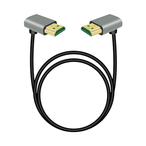 RIIEYOCA 90 Grad aufwärts gewinkelter HDMI-Stecker auf 90 Grad aufwärts gewinkelter HDMI-Stecker, 48Gbps High Speed 2.1 unterstützt 8K@60Hz, ARC, 3D für DVR, HDTV（1M） von RIIEYOCA