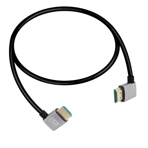 RIIEYOCA 90 Grad linker Winkel HDMI Stecker auf 90 Grad linker Winkel HDMI Stecker, 18Gbps High Speed 2.1 Verlängerungskabel unterstützt 8K@60Hz, ARC,3D für DVR, HDTV, Roku Ultra（0.5M） von RIIEYOCA