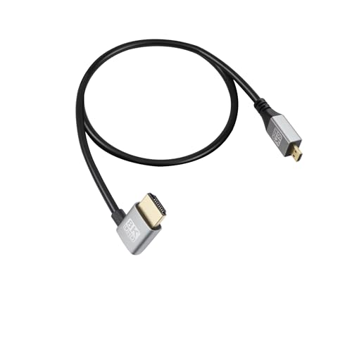 RIIEYOCA 90 Grad linker Winkel UHD 8K HDMI Stecker zu Micro HDMI Stecker 18Gbps High Speed 2.1 Extended Kabel Unterstützt 8k@60Hz, 1080p, ARC, 3D, für DVR, HDTV(Left Angle, 2m) von RIIEYOCA