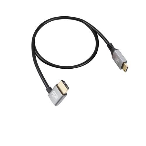 RIIEYOCA 90 Grad linker Winkel UHD 8K HDMI Stecker zu Mini HDMI Stecker 48Gbps High Speed 2.1 Kabel Unterstützt 8K@60Hz, 1080p, ARC, 3D, für DVR, HDTV(Left Angle, 0.5M) von RIIEYOCA