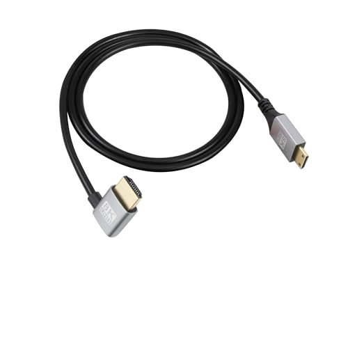 RIIEYOCA 90 Grad linker Winkel UHD 8K HDMI Stecker zu Mini HDMI Stecker 18Gbps High Speed 2.1 Extended Kabel Unterstützt 8K@60Hz, 1080p, ARC, 3D, für DVR, HDTV(Left Angle, 1M) von RIIEYOCA