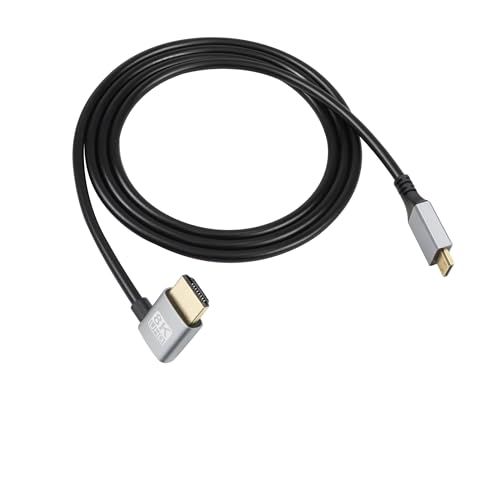RIIEYOCA 90 Grad linker Winkel UHD 8K Mini HDMI Stecker auf HDMI Stecker 48Gbps High Speed 2.1 Kabel Unterstützt 8K@60Hz, 1080p, ARC, 3D, für DVR, HDTV(Linker Winkel, 2M) von RIIEYOCA