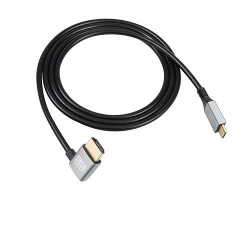 RIIEYOCA 90 Grad linker Winkel UHD 8K HDMI Stecker zu Mini HDMI Stecker 18Gbps High Speed 2.1 Extended Kabel Unterstützt 8K@60Hz, 1080p, ARC, 3D, für DVR, HDTV(Left Angle, 2M) von RIIEYOCA